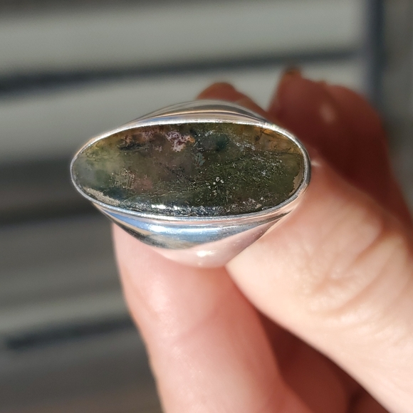 New Men's Indian Moss Agate 925 Silver Ring. - Picture 10 of 13